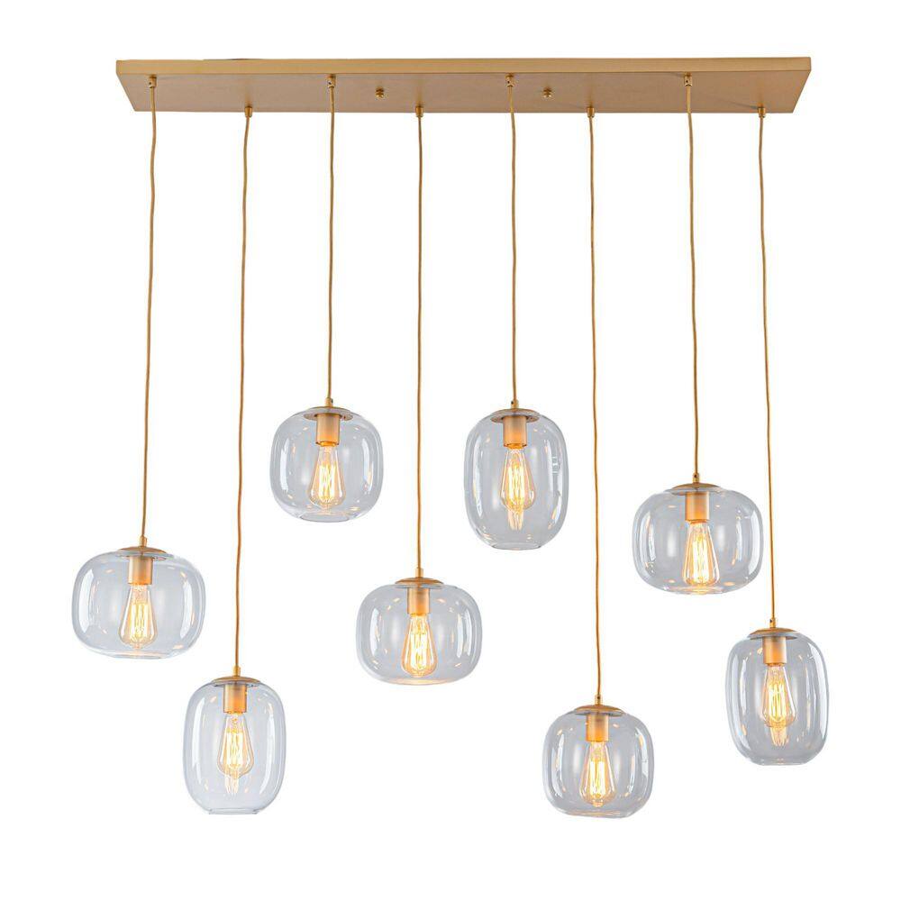 Lumina 51.18 in. 8-Light Brass Adjustable Linear Chandelier with Clear Glass Shades for Kitchen Island price history on PriceWatchPro