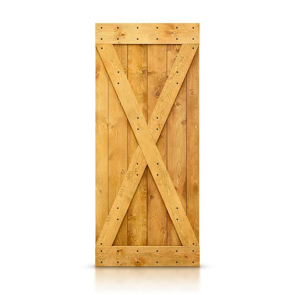 CALHOME 38 in. x 84 in. Distressed X Series Colonial Maple Solid Knotty Pine Wood Interior Sliding Barn Door Slab