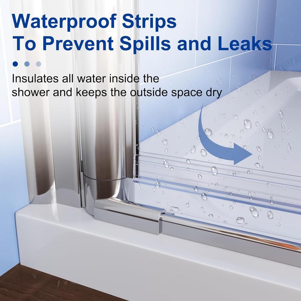 Chrome Frameless Bi-Fold Shower Door with Clear Glass