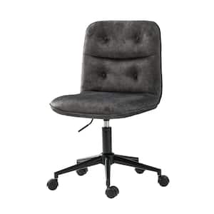Ludwig Polyester Upholstered Charcoal Armless Swivel Task Chair with Tufted Back