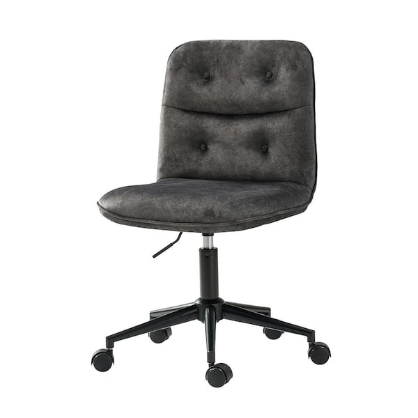 JAYDEN CREATION Ludwig Polyester Upholstered Charcoal Armless Swivel Task Chair with Tufted Back