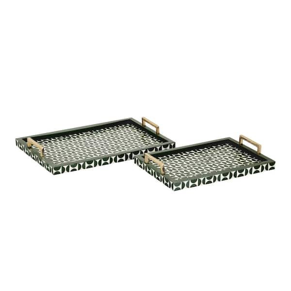 Titan Lighting Algrove 18 in. Dark Green Composite Decorative Tray - (Set of 2)
