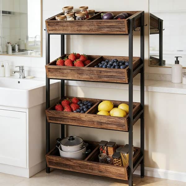 Tileon 8-Cube Wood Fruit Vegetable Storage Shelf, Kitchen Wine