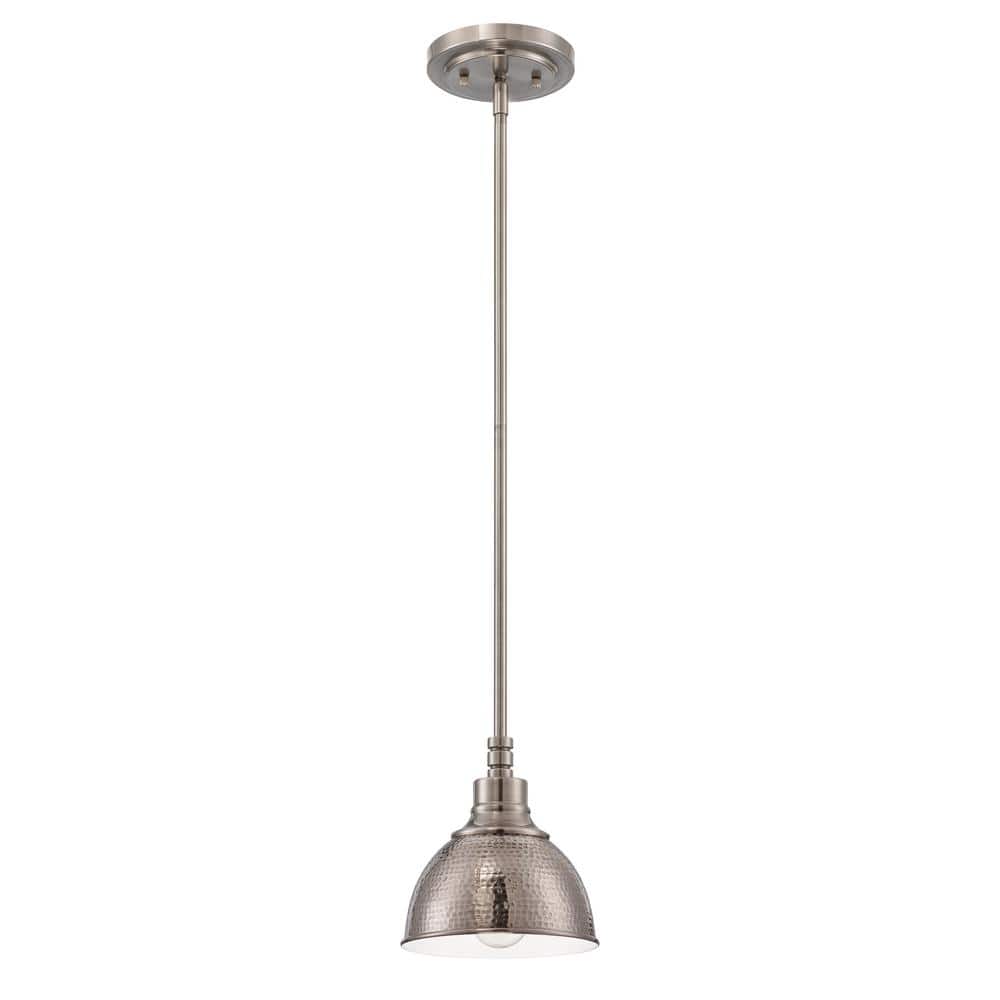 Antique Nickel 3-Light Mini Chandelier with Hammered Metal Shades