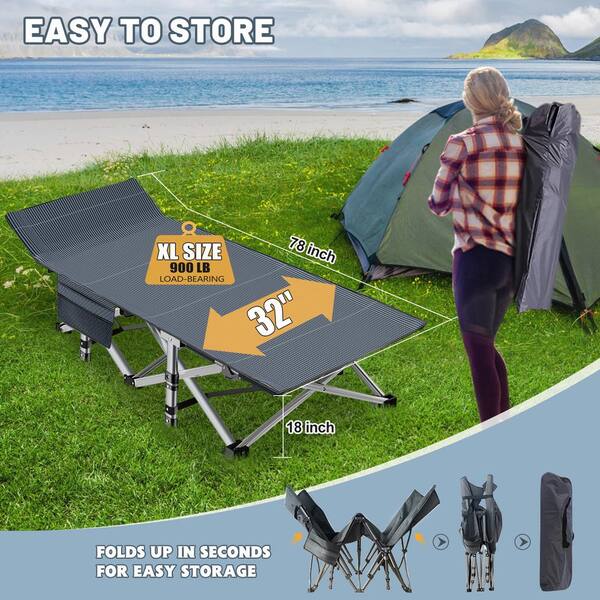 BOZTIY Folding Camping Cot XL with Carry Bag, Double Layer Oxford Portable  Travel Cots for Home, Outdoor Beach K16SZC-36 - The Home Depot