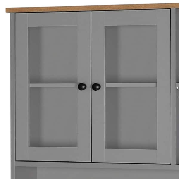 VEIKOUS 71'' Kitchen Pantry Hutch Cabinet, Pantry Storage Hutch w/Microwave  Stand and Buffet Cupboard, Gray