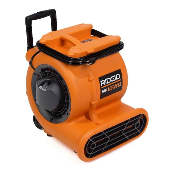 RIDGID 1625 CFM 3-Speed Portable Blower Fan Air Mover with Collapsible Handle and Rear Wheels for Water Damage Restoration