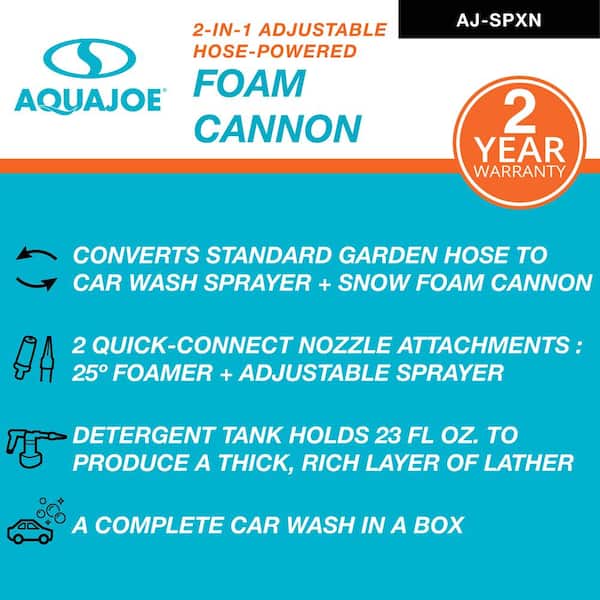 Dropship Aqua Joe AJ-SPXN 2-in-1 Hose-Powered Adjustable Foam Cannon Spray  Gun Blaster With Spray Wash Quick-Connect To Any Garden Hose to Sell Online  at a Lower Price