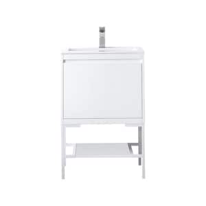 Milan 23.6 in. W x 18.1 in. D x 36 in. H Bathroom Vanity in Glossy White with Glossy White Composite Top