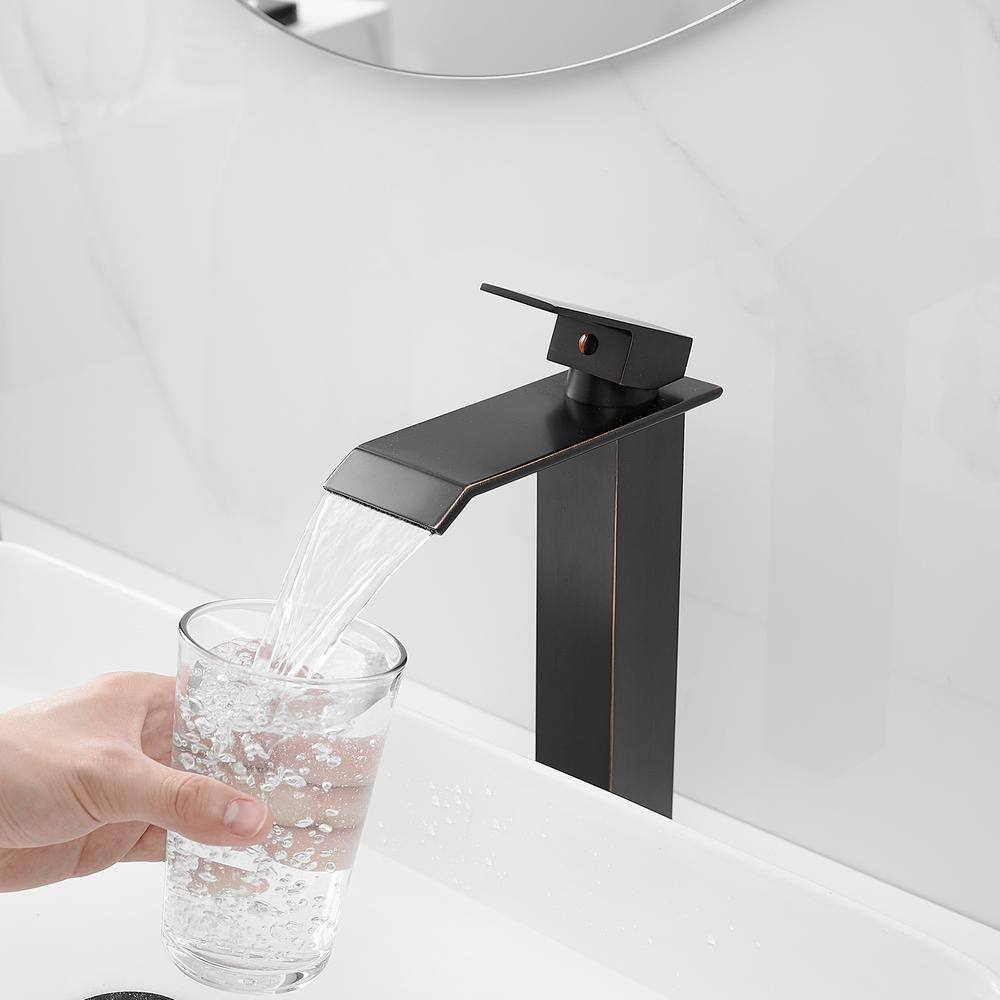 Oil-Rubbed Bronze Tall Vessel Sink Faucet with Drain Assembly