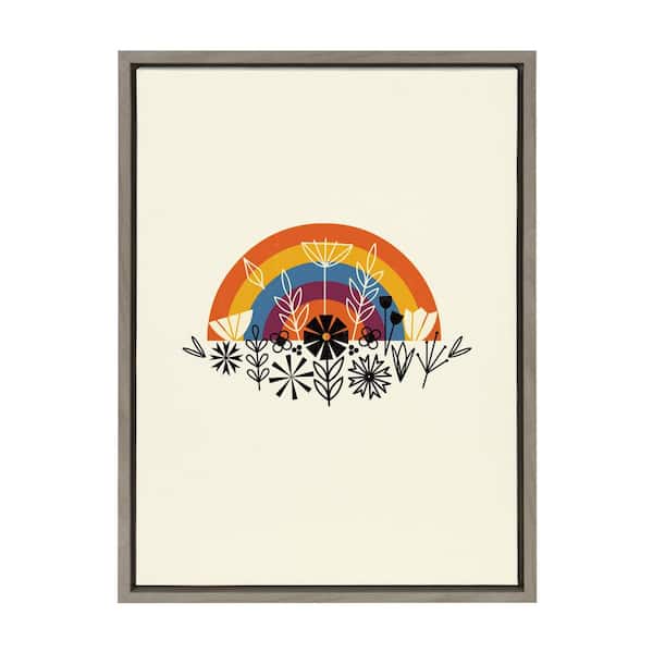 Kate and Laurel Sylvie Rainbow by Amber Leaders Designs Framed Canvas Flower Art Print 18 in. x 24 in.