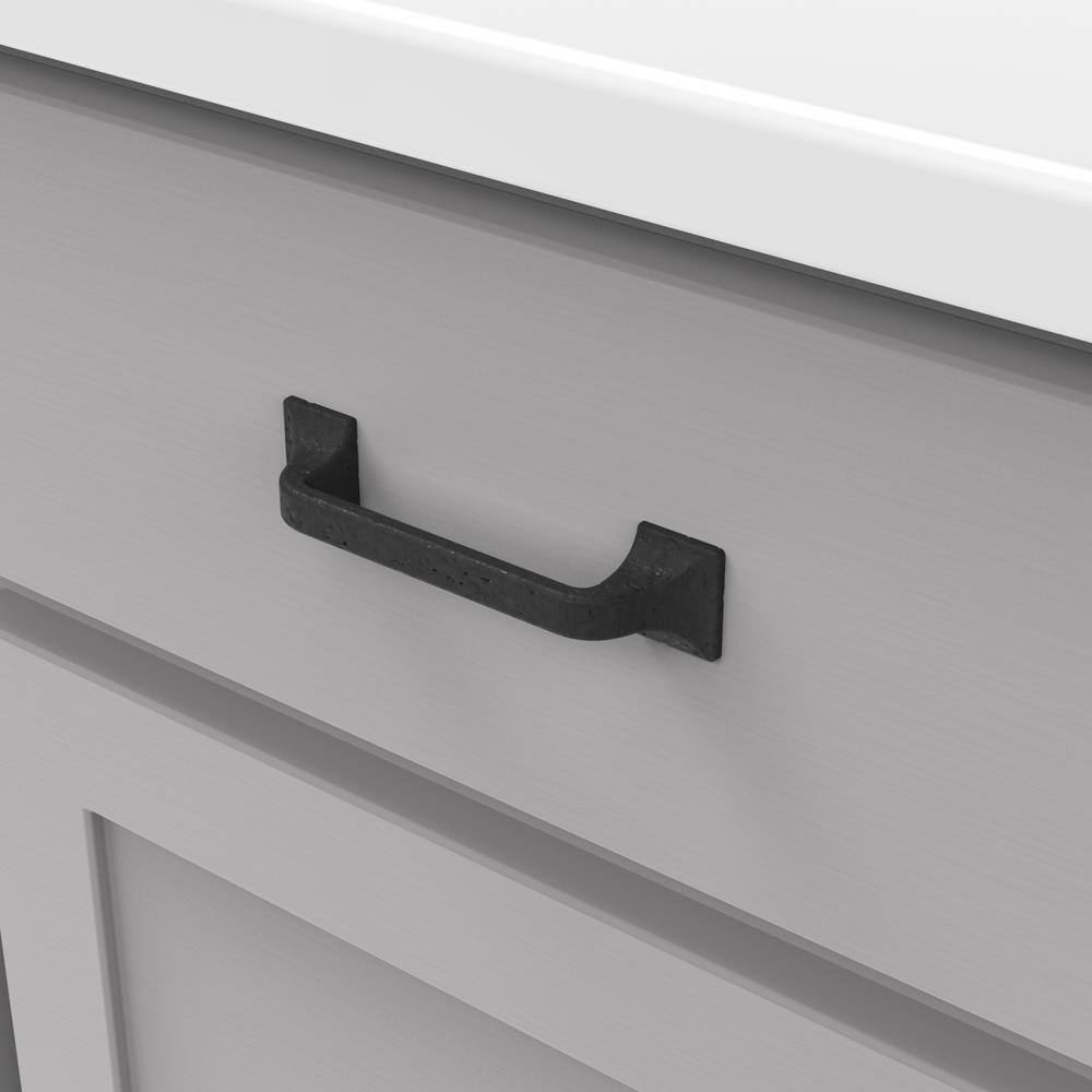 Black Iron Modern Farmhouse Cabinet Drawer Pulls, 3-3/4"