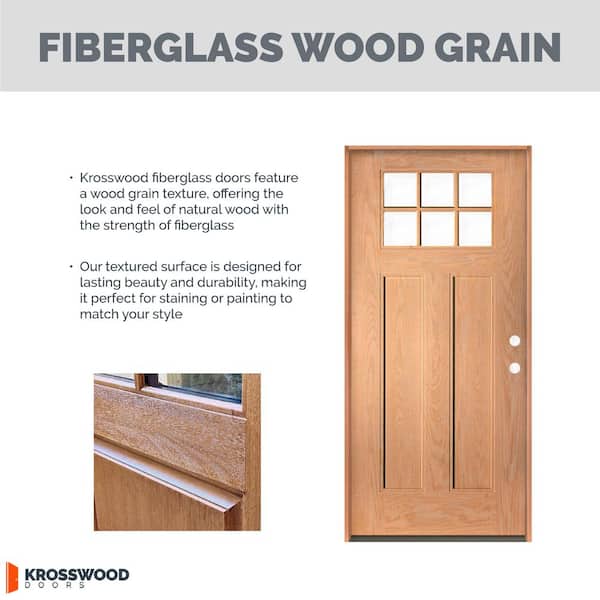 Krosswood Doors PINNACLE Craftsman 64 in. x 79 in. 6-Lite Right