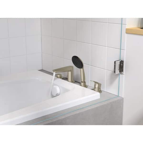Eurosmart Single-Handle Deck-Mount Roman Tub Faucet with Hand Shower in Brushed Nickel