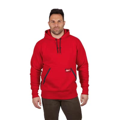 Men's 2X-Large Red Heavy-Duty Cotton/Polyester Long-Sleeve Pullover Hoodie