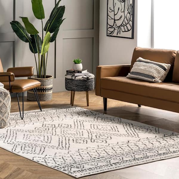 Olivia Transitional Moroccan Beige 5 ft. x 8 ft. Indoor Area Rug