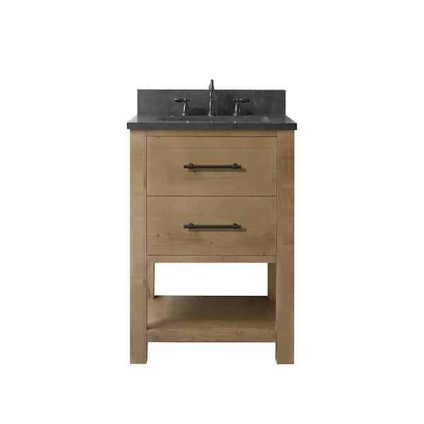 Windwood 24 in. W x 22 in. D x 34 in. H Single Bath Vanity in Tan with Blue Limestone Vanity Top with White Sink