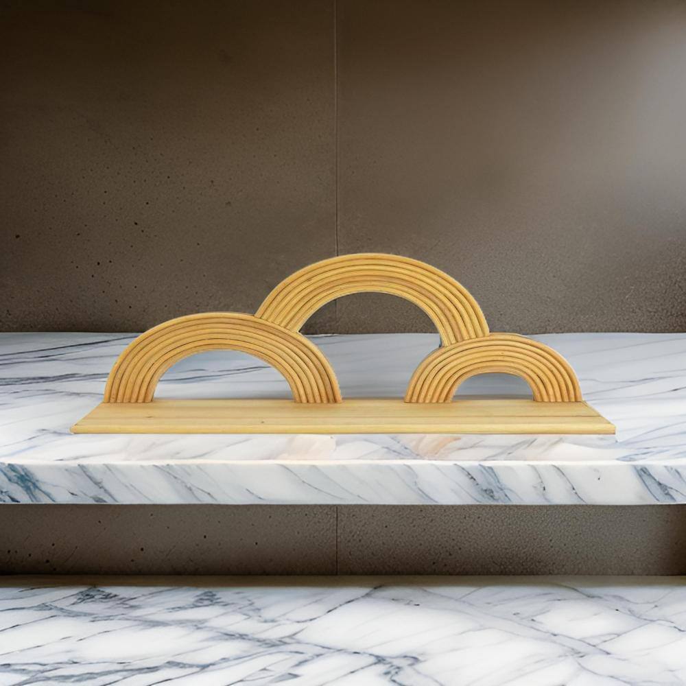 Natural Wood Semi-Circle Design Wall Shelf, 27 Inches