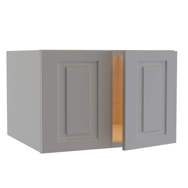 Home Decorators Collection Grayson 27 in. W x 24 in. D x 18 in. H Assembled Plywood Wall Bridge Kitchen Cabinet in Pearl Gray with Soft Close