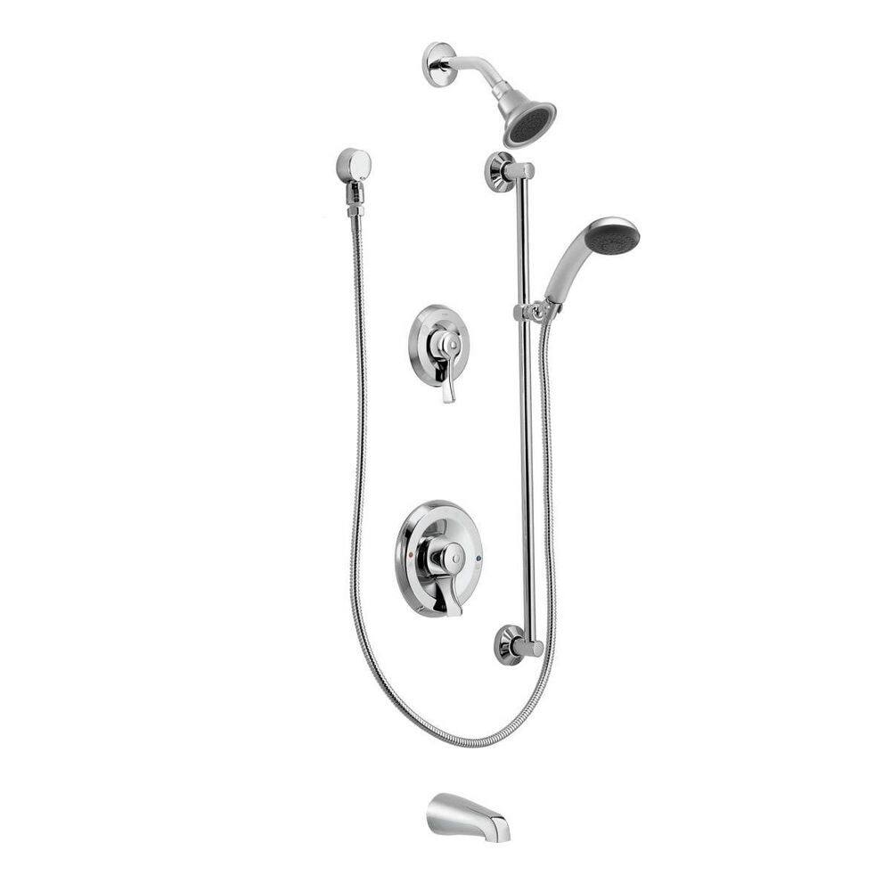 Commercial 1-Handle Wall Mounted Tub and Shower Trim Kit with Spout in Chrome (Valve Not Included) price history on PriceWatchPro