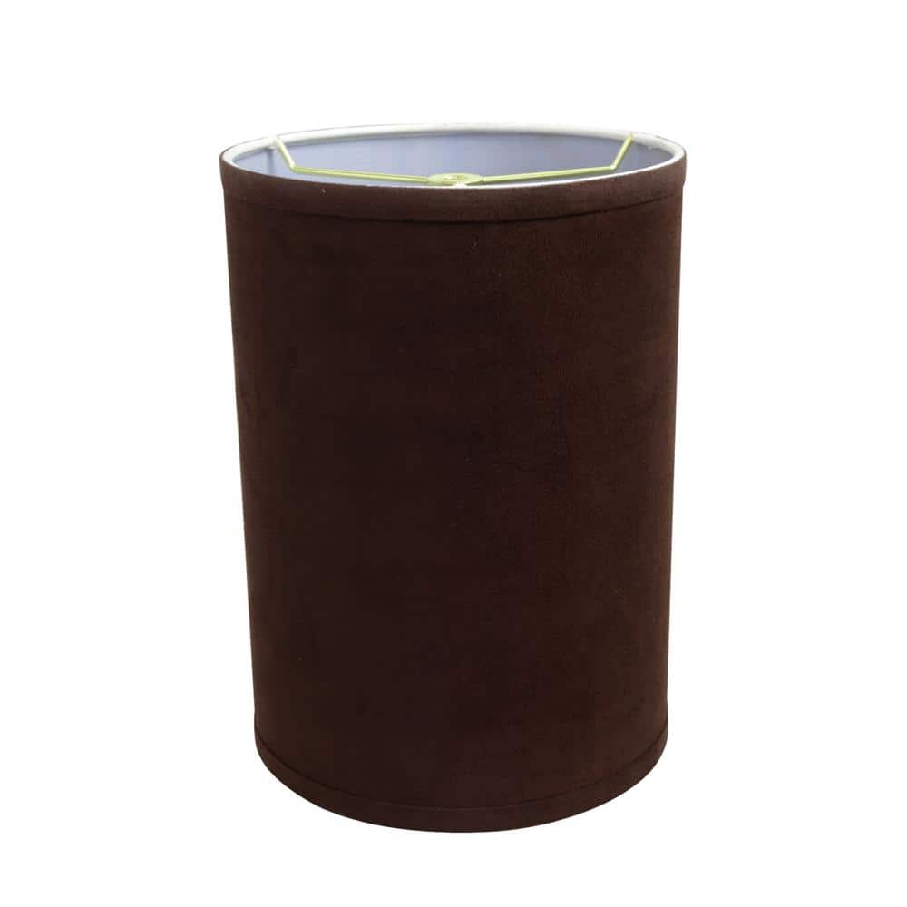 Dark Brown Suede Fabric Drum Lamp Shade, 8" x 11"