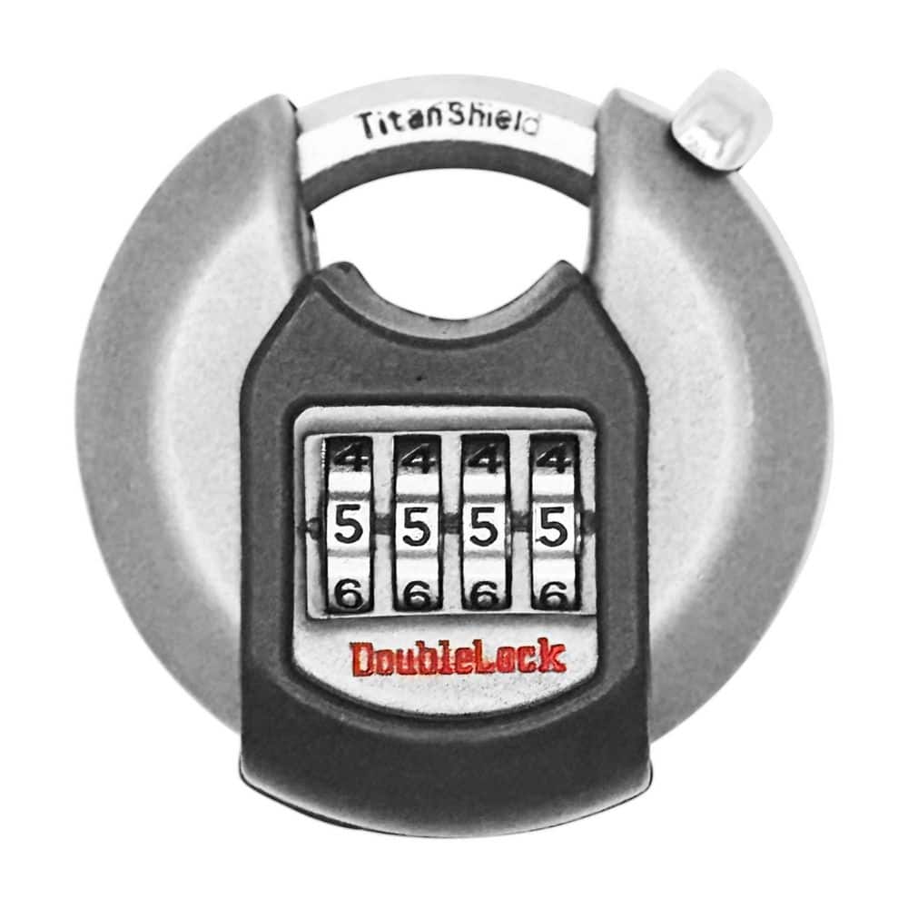 Discus Combination Lock DoubleLock Crab Combo, 2-3/4 in 4-Dial Combination Discus Padlock with ...