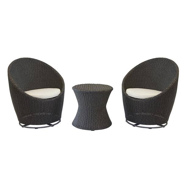 Made 4 Home Barletta Swivel 3 Piece Wicker Patio Conversation Set With White Cushion M4h St1022 The Home Depot