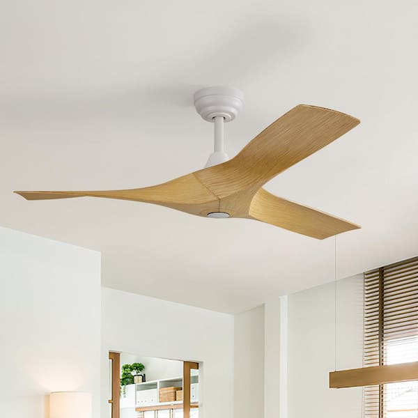 Sofucor 52 in. Indoor/Outdoor Downrod White Ceiling Fan without Light with Reversible 6-Speed DC Remote