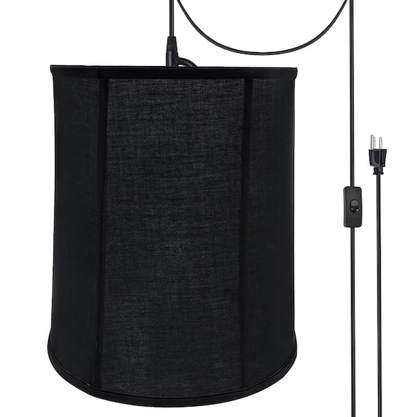 Aspen Creative Corporation 1-Light Black Plug-In Swag Pendant with Black Empire Fabric Shade