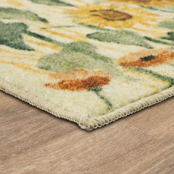 HEAVY DUTY KITCHEN ACCENT RUG (20x32) BEE HAPPY & FLOWERS WREATH, NR