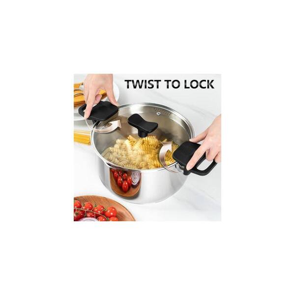 Stainless Steel Stock Pot 6 qt with Strainer Lid - Induction Ready