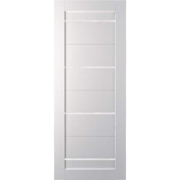 Belldinni 24 in. x 80 in. Mika Bianco Noble Finished with Frosted Glass Solid Core Wood Composite Interior Door Slab No Bore