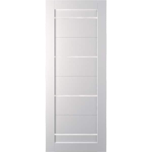 Belldinni 30 in. x 80 in. Mika Bianco Noble Finished with Frosted Glass Solid Core Wood Composite Interior Door Slab No Bore