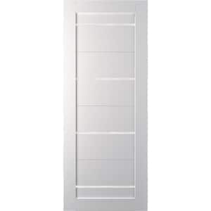 36 in. x 80 in. Mika Bianco Noble Finished with Frosted Glass Solid Core Wood Composite Interior Door Slab No Bore