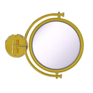 8 Inch Wall Mounted Make-Up Mirror 4X Magnification in Polished Brass