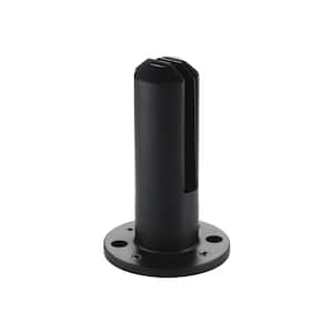 3.8 in. in Diameter x 6.4 in. H Black Stainless Steel Round Baseplate Glass Railing Spigot for 1/2 in. Glass Thickness