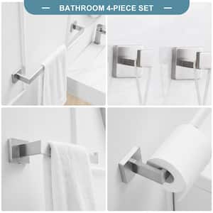 5-Piece Bath Hardware Set with Double Hooks Towel Ring Toilet Paper Holder and 24 in. Towel Bar in Brushed Nickel