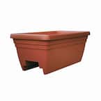 Sonoma Extra Large 23.8 in. x 11.9 in. 25 Qt. Terracotta Resin Deck Rail Outdoor Planter