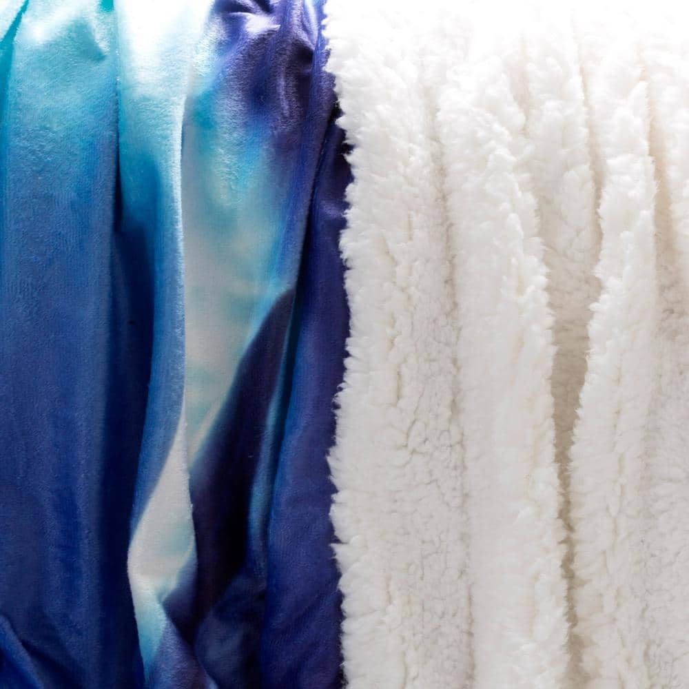 Ocean Dolphin Print Sherpa Fleece Throw Blanket