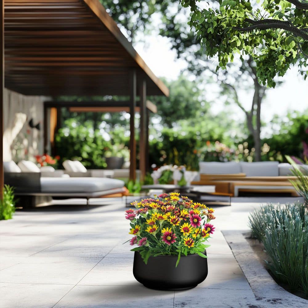 14.5 in. Small Charcoal Black(Enhanced Core) Concrete Round planter / Pot with Drainage Holes price history on PriceWatchPro