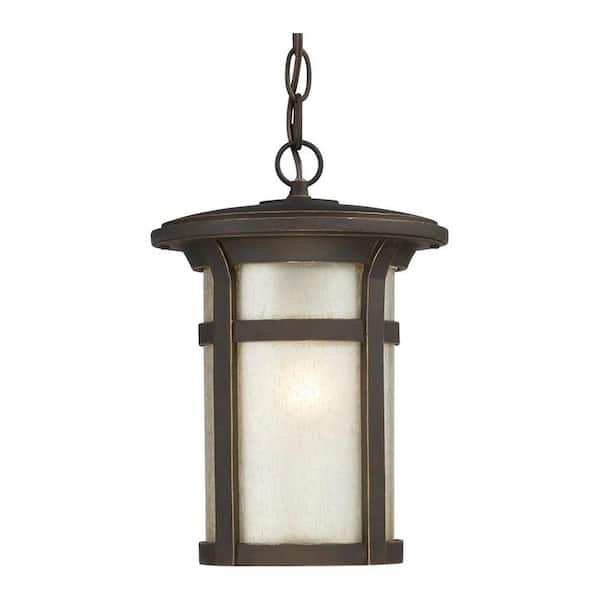 Home Decorators Collection Round Craftsman 1-Light Dark Rubbed Bronze Outdoor Hanging Lantern