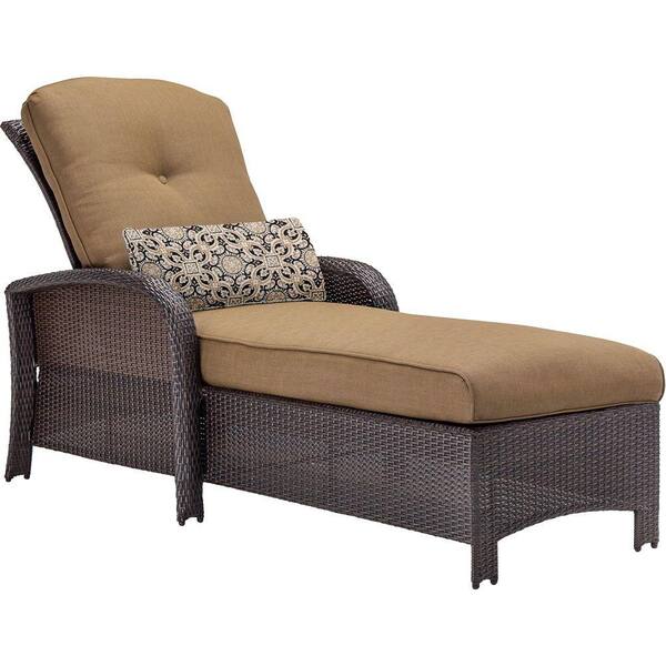 Hanover Strathmere All-Weather Wicker Patio Chaise Lounge with Country Cork Cushion