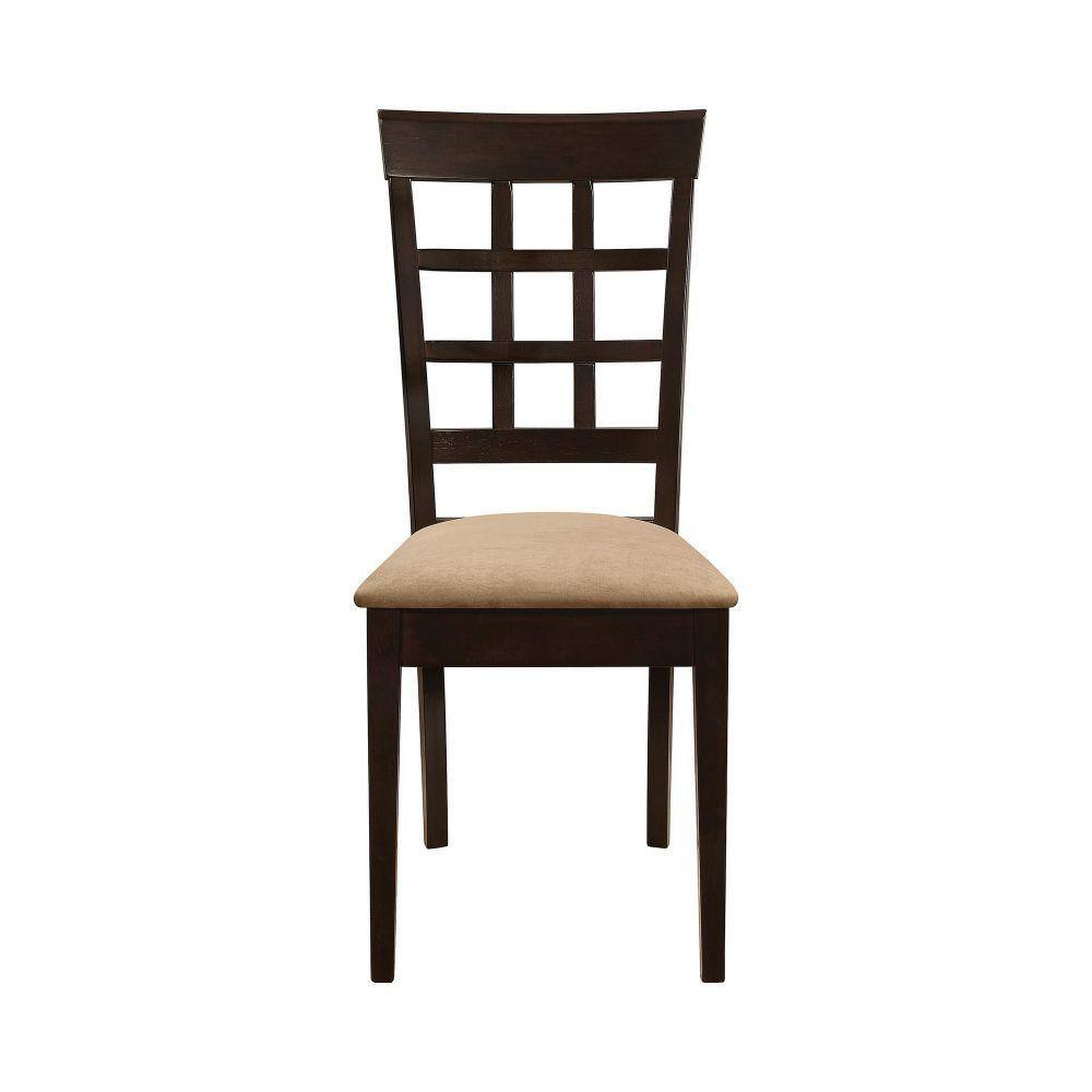 Tan Microfiber Upholstered Lattice Back Side Chair Set