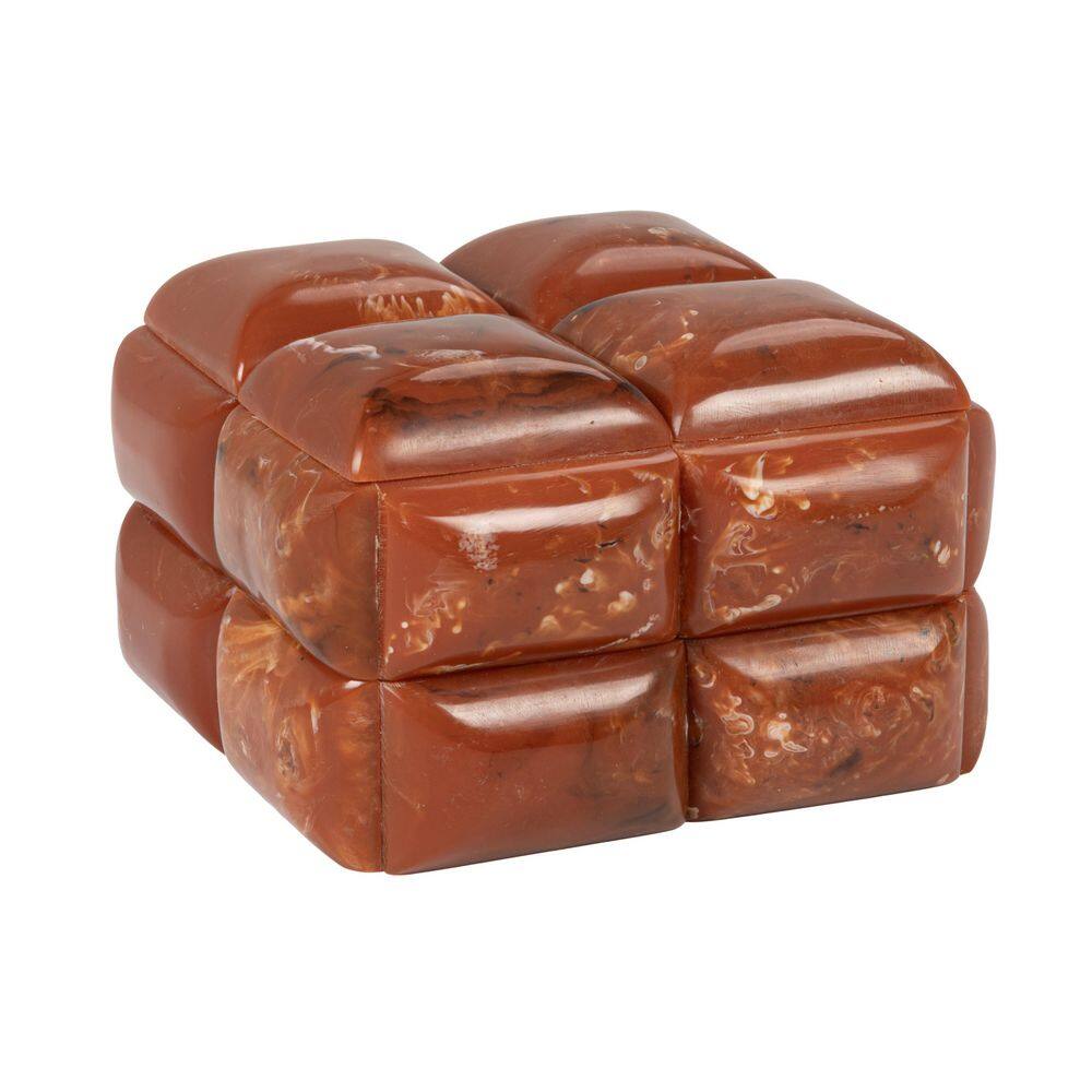 Amber Brown 7 in. x 4 in. Square Resin and Wood Studded Decorative Box price history on PriceWatchPro