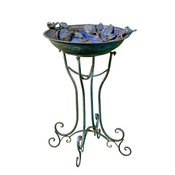 Zaer Ltd. International 30.7 Inch Tall Round Iron Birdbath