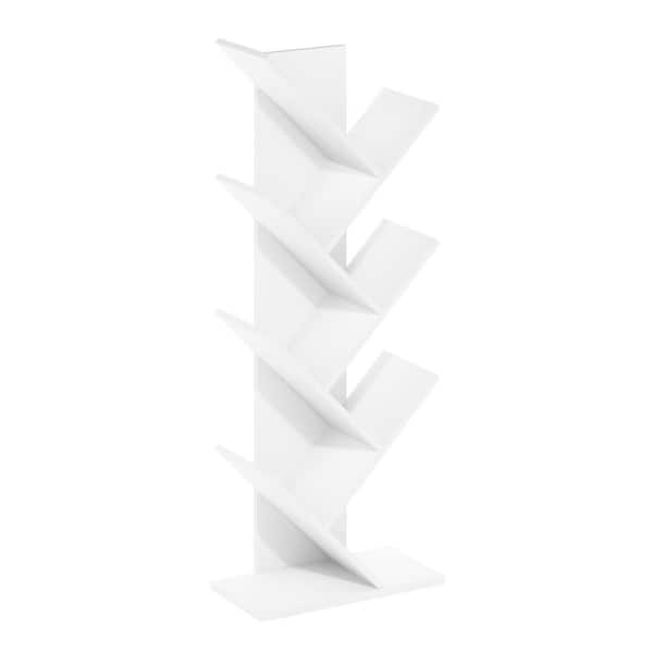 Furinno 39.37 in. Tall White Wood 7-Shelf Tree Bookcase