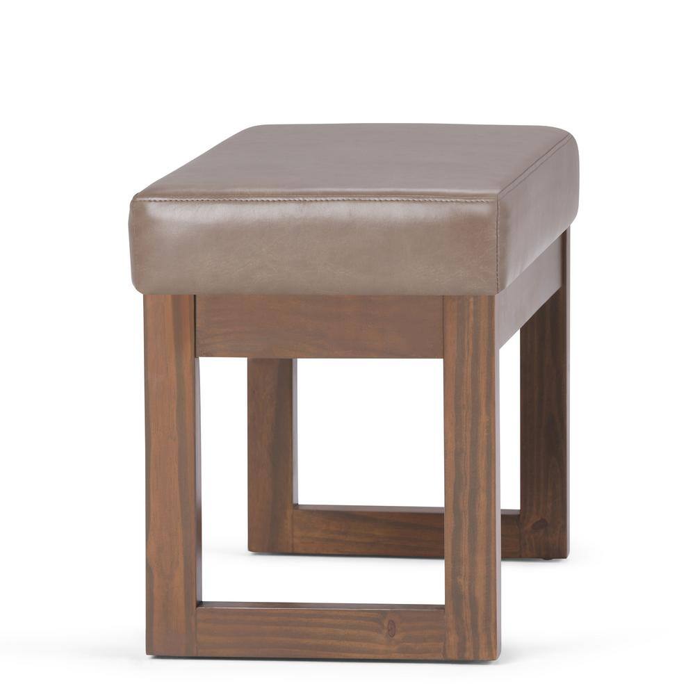 Modern Driftwood Wood Entryway Bench Ottoman - 26" Wide