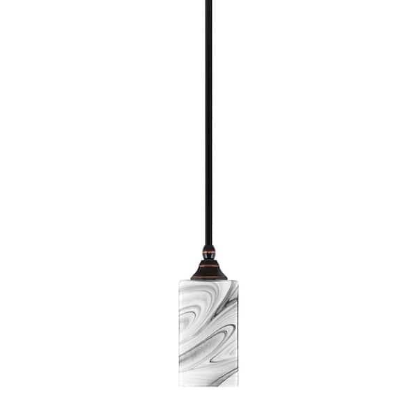 Unbranded Sparta 100-Watt 1-Light Black Copper Mini Pendant Light with Onyx Swirl Glass and Light Bulb Not Included