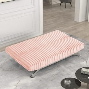 Mealiz 71 in. Pink Solid Fabric Full Size Futon Sofa Bed