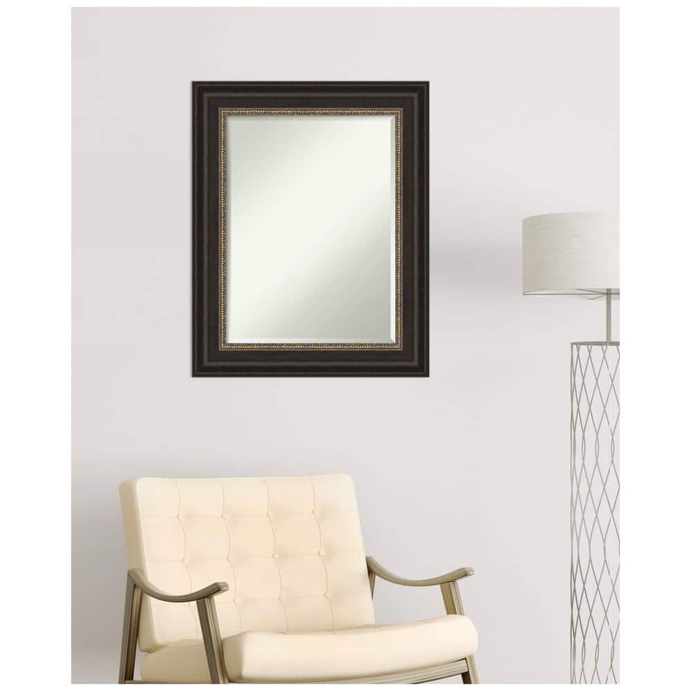 Medium Rectangular Bronze and Gold Bathroom Vanity Mirror